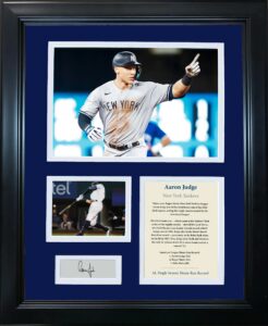 framed aaron judge 62 home run al record facsimile laser engraved signature auto new york yankees baseball 12"x15" photo collage