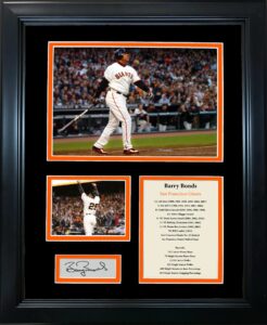 framed barry bonds facsimile laser engraved signature auto san francisco giants baseball 12"x15" photo collage