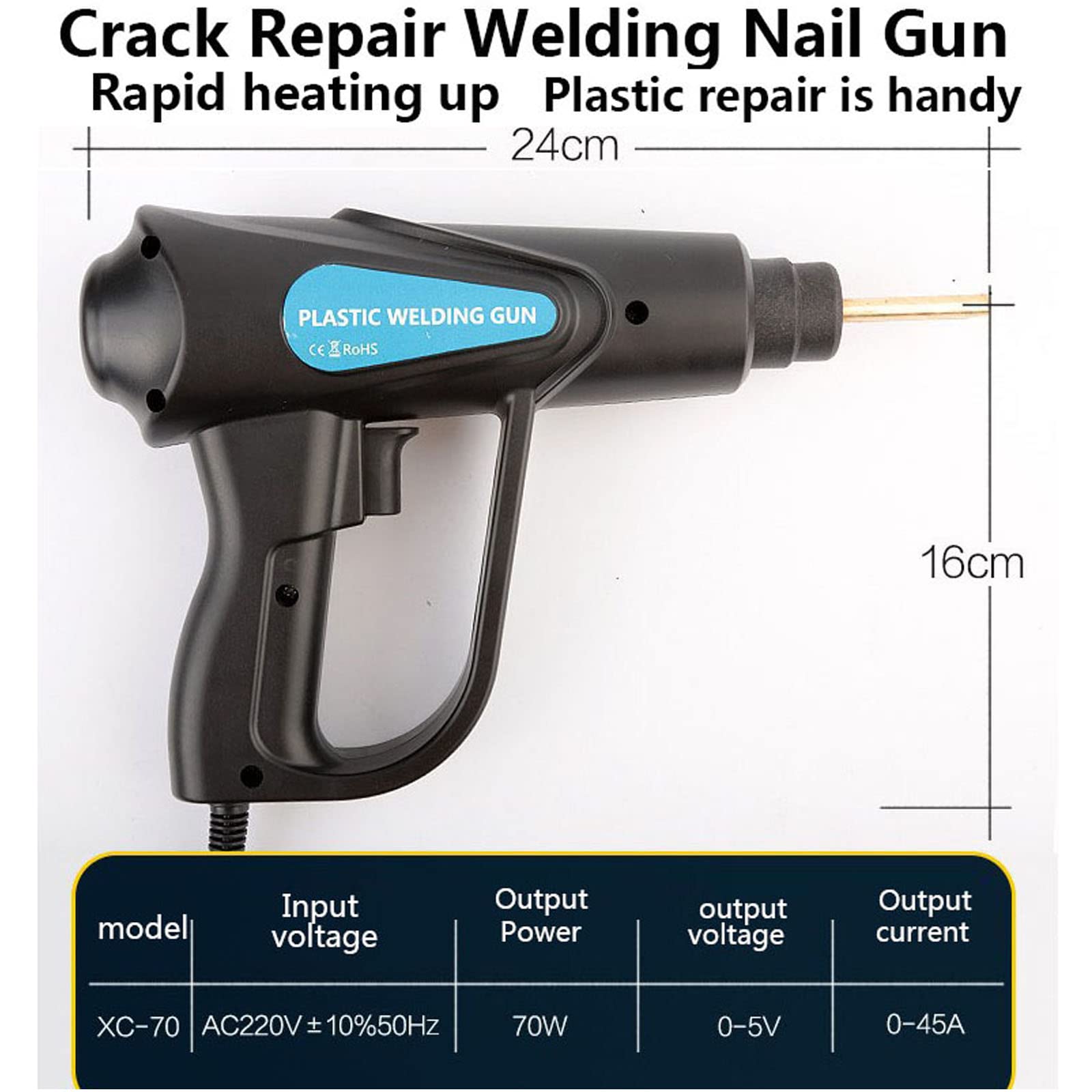 Plastic Welding Machine Car Bumper Repair Kit, 70W Plastic Welder Hot Stapler Welding Gun with Outside Corner/Inside Corner/Flat/Wave Staples