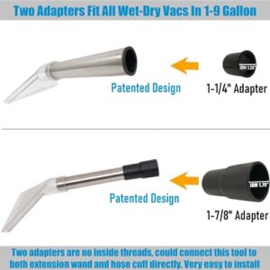 Happy Tree Shop Vac Extractor Attachment with 1-1/4" and 1-7/8" Adapters for Upholstery & Carpet Cleaning and Auto Detailing, Large 7-1/2" Clear Accessory for 1-9 Gallon Wet-Dry Vacuum Cleaners