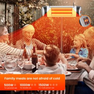 Garage Heater,500/1000/1500W Heater, Outdoor Patio Heaterr,Infrared electric heater with Tripod & Remote control,Wall Mounted/Ceiling/Tripod Infrared Heater Outdoor for Indoor/Outdoor Remote Control