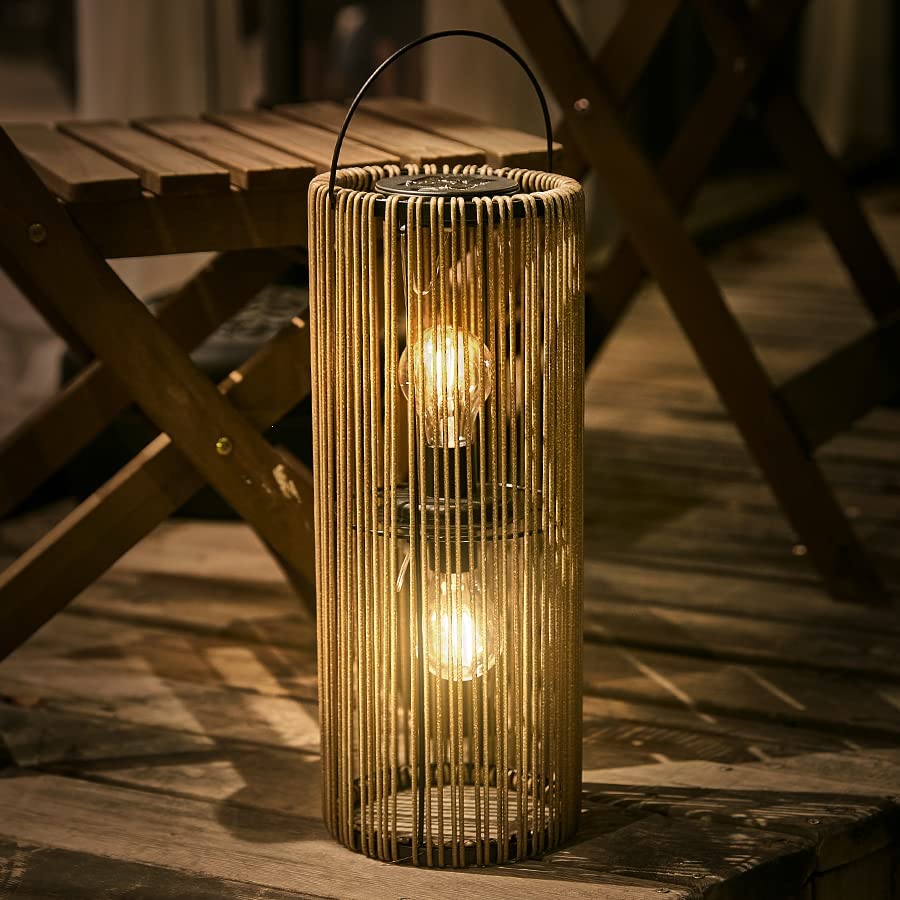 GIBMIDSER Solar Lanterns Outdoor Waterproof Hanging Rattan Weaving Solar Garden Lanterns Solar Powered with Handle,Decorative Retro Rattan Solar Lights for Garden / Yard / Patio / Porch.