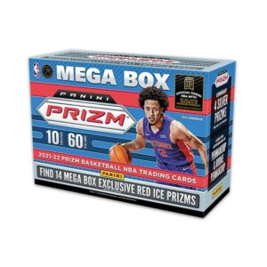 2021-22 prizm basketball trading card mega box (60 cards/box 14 red ice prizms)
