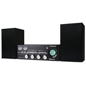 VICTOR Milwaukee 50 Watt Desktop Bluetooth Stereo System with CD/MP3 Player, FM Radio, Functioning VU Meters, and Detached Stereo Speakers, Black