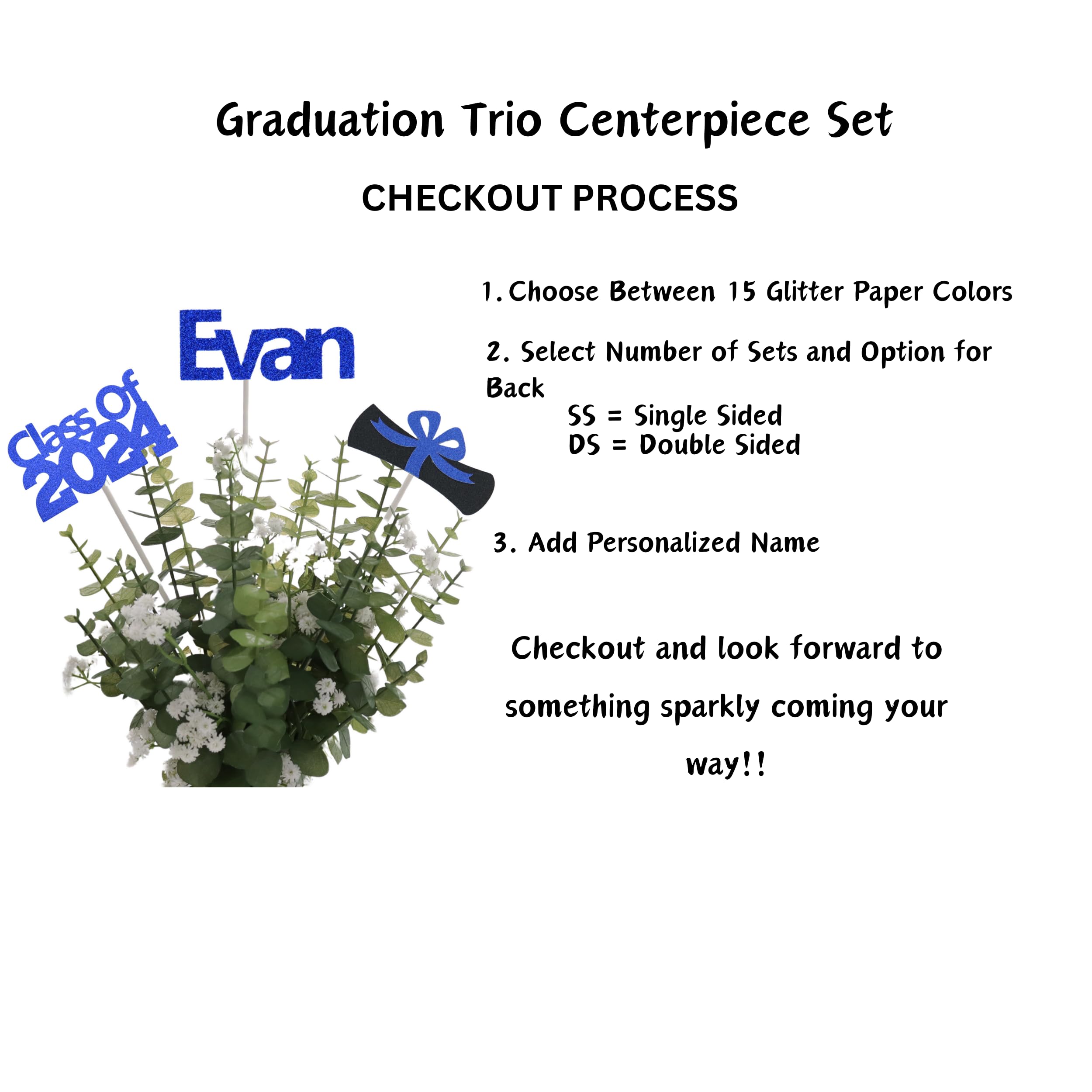 Graduation Table Centerpieces, Class of 2024 Table Centerpieces, Graduation Centerpieces, Graduation Decorations 2024, 3 in a Pack, by Zee Best Celebrations