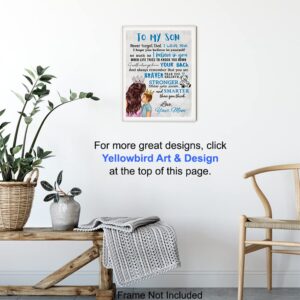 Boys Bedroom Decor - To My Son - Little Boy Kids Room decoration - Baby shower Gift - Blue Nursery Decor - Family Wall Decor Poster - Mom Mother Mexicans Latinx Infant Toddler Child Wall Art & Decor