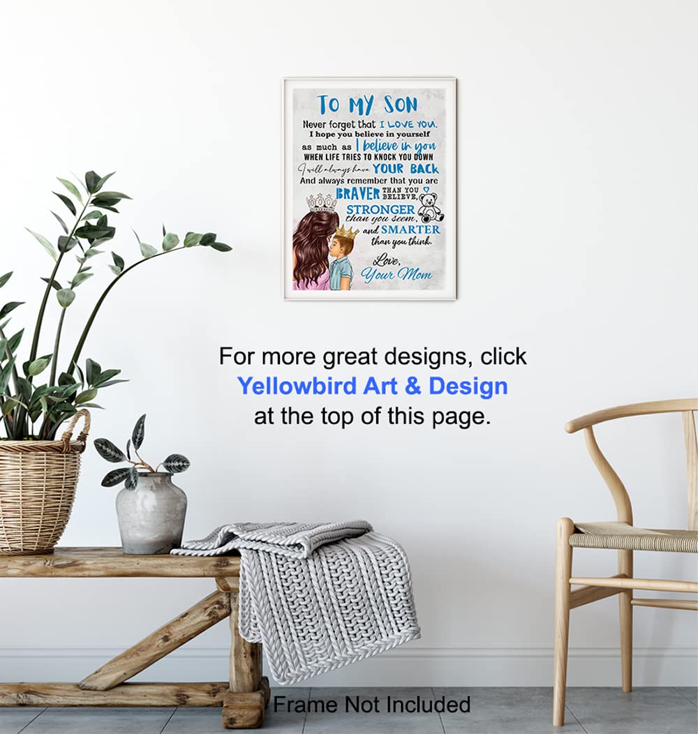 Boys Bedroom Decor - To My Son - Little Boy Kids Room decoration - Baby shower Gift - Blue Nursery Decor - Family Wall Decor Poster - Mom Mother Mexicans Latinx Infant Toddler Child Wall Art & Decor