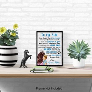 Boys Bedroom Decor - To My Son - Little Boy Kids Room decoration - Baby shower Gift - Blue Nursery Decor - Family Wall Decor Poster - Mom Mother Mexicans Latinx Infant Toddler Child Wall Art & Decor