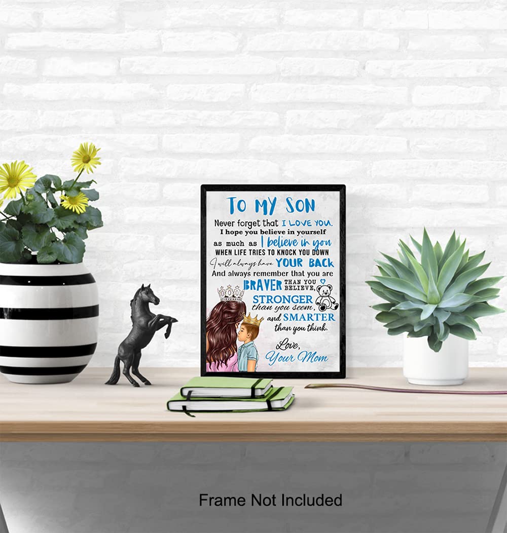 Boys Bedroom Decor - To My Son - Little Boy Kids Room decoration - Baby shower Gift - Blue Nursery Decor - Family Wall Decor Poster - Mom Mother Mexicans Latinx Infant Toddler Child Wall Art & Decor