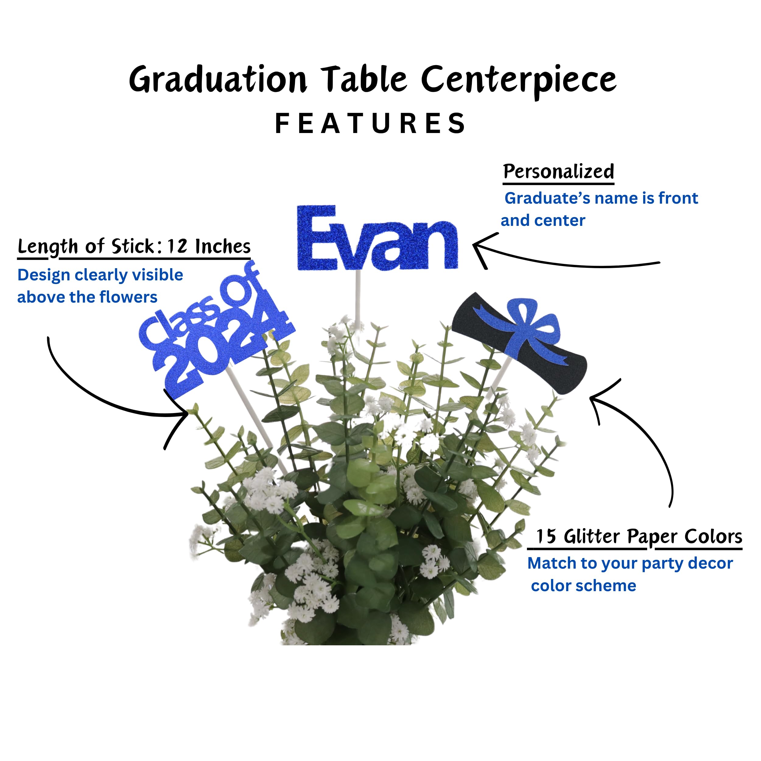 Graduation Table Centerpieces, Class of 2024 Table Centerpieces, Graduation Centerpieces, Graduation Decorations 2024, 3 in a Pack, by Zee Best Celebrations