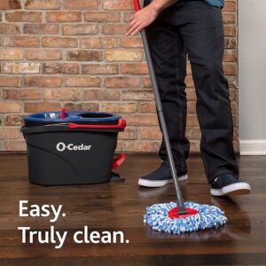 O-Cedar EasyWring RinseClean Microfiber Spin Mop & Bucket Floor Cleaning System with 4 Extra Refills,
