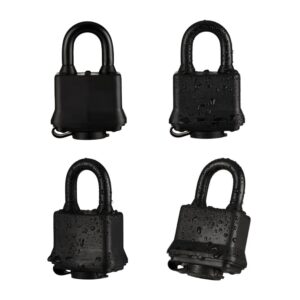 4 pack heavy duty weatherproof padlock with key, 40mm outdoor laminated padlocks keyed alike,high security pad lock for gate，fence，storage…