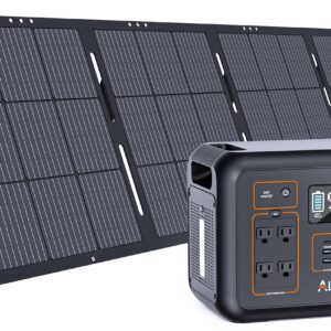 ALLWEI Solar Generator 1200W(Peak 2400W) with 1 * 200W Solar Panel, 1132Wh Portable Power Station, 4* AC Outlet, 6* PD60W USB Outlet, Solar Power Generator for RV/Van Camping Trip Emergency Home Use