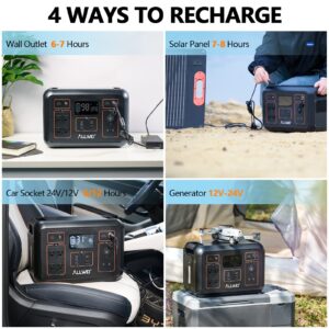 ALLWEI Solar Generator 1200W(Peak 2400W) with 1 * 200W Solar Panel, 1132Wh Portable Power Station, 4* AC Outlet, 6* PD60W USB Outlet, Solar Power Generator for RV/Van Camping Trip Emergency Home Use