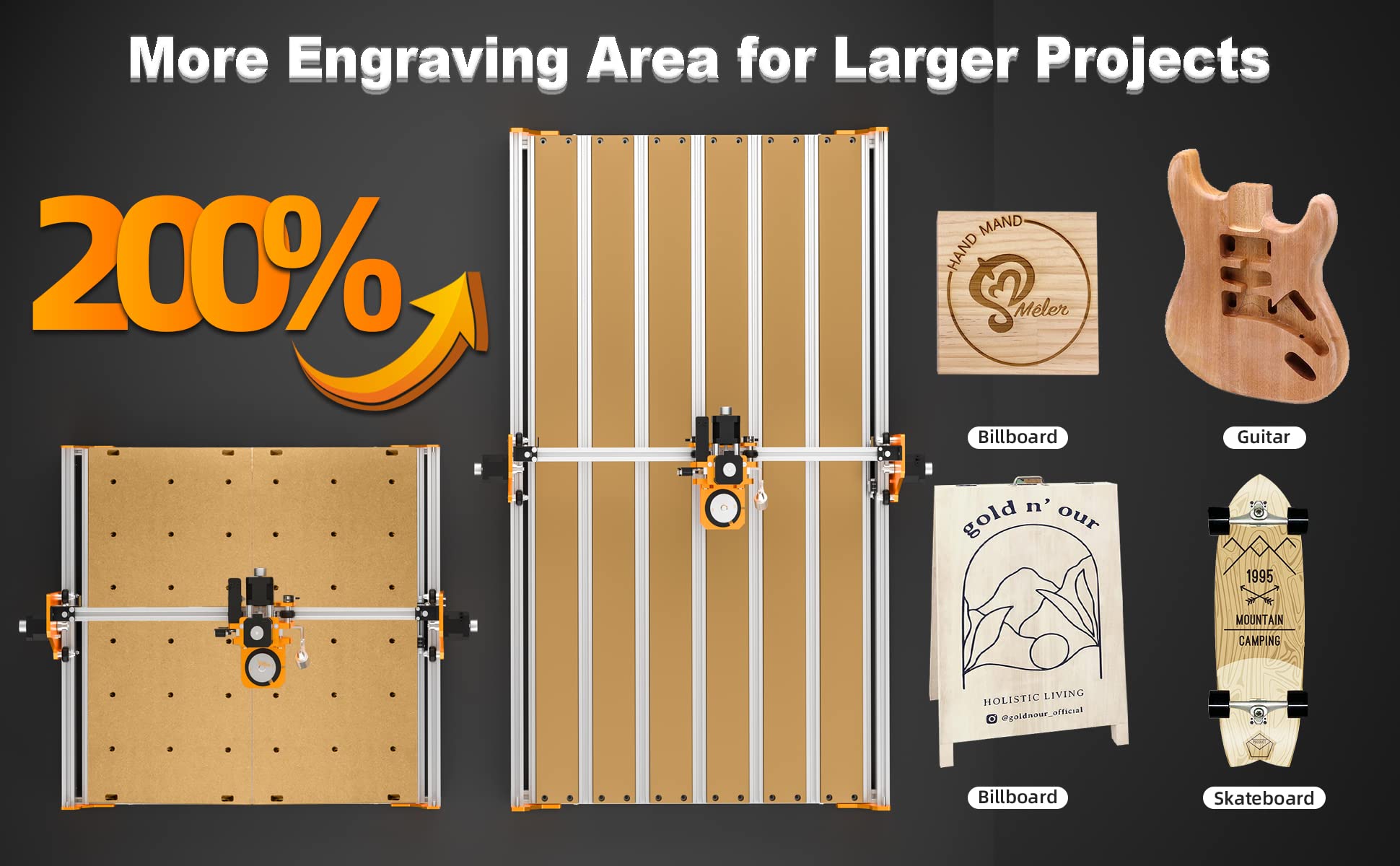 FoxAlien 4080 Extension Kit with Upgraded Hybrid Spoilboard for Masuter Pro CNC Router Machine Working Area Extend (15.75" x 31.5", X-Y)