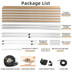FoxAlien 4080 Extension Kit with Upgraded Hybrid Spoilboard for Masuter Pro CNC Router Machine Working Area Extend (15.75" x 31.5", X-Y)