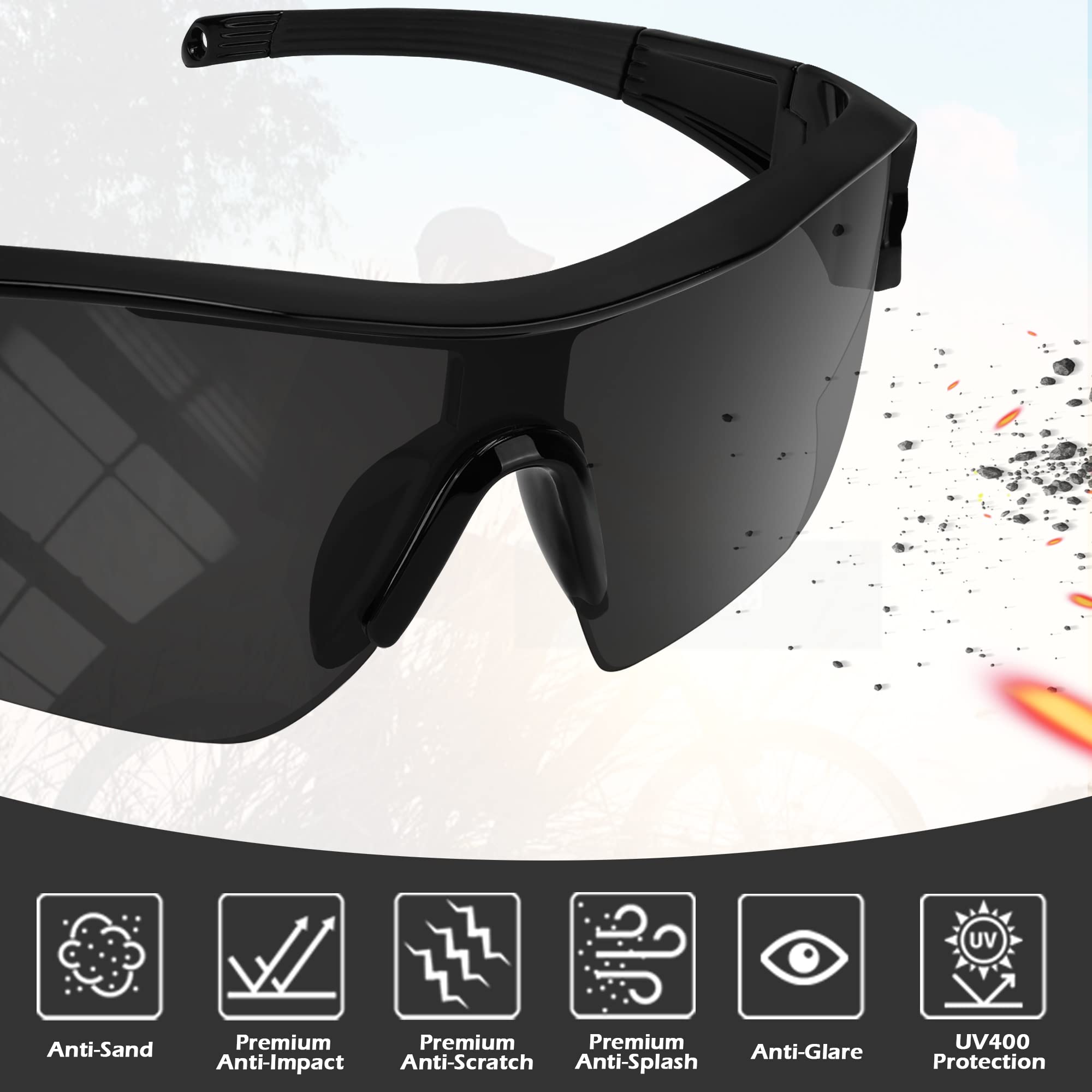 YENPK 12 Pack Tinted Safety Glasses Protective Eyewear, Safety Goggles Sunglasses for Men and Women, ANSI Z87.1+ Certified, Eyes Protection UV400 Anti Splash & Scratch, Impact Resistant(Dark Grey)