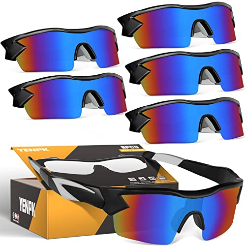 YENPK 6 Pack Tinted Safety Glasses Goggles for Men, Scratch & Impact Resistant Eyes Protection ANSI Z87.1+ Certified UV400 Protective Eyewear Construction, Shooting, Cycling(Multicolor Lens)