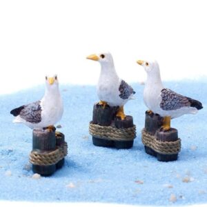 Acxico 5Pcs Sea Bird Seagull Stand Stump Miniature Fairy Garden Home Houses Decoration Craft Micro Landscaping Decor DIY Accessories