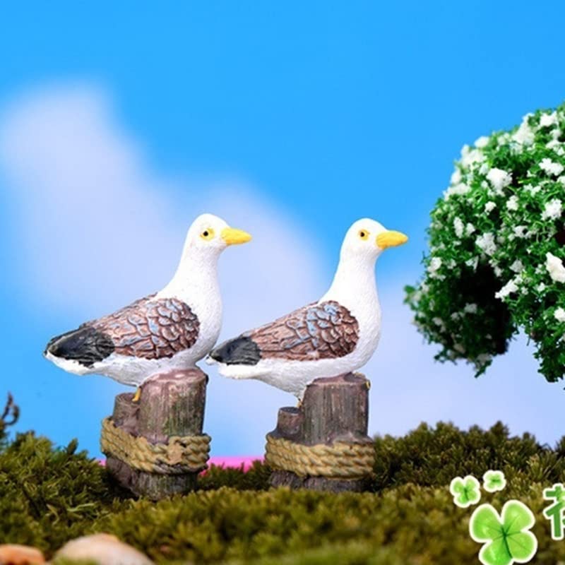 Acxico 5Pcs Sea Bird Seagull Stand Stump Miniature Fairy Garden Home Houses Decoration Craft Micro Landscaping Decor DIY Accessories