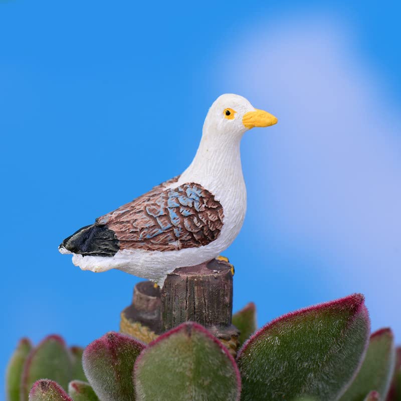 Acxico 5Pcs Sea Bird Seagull Stand Stump Miniature Fairy Garden Home Houses Decoration Craft Micro Landscaping Decor DIY Accessories