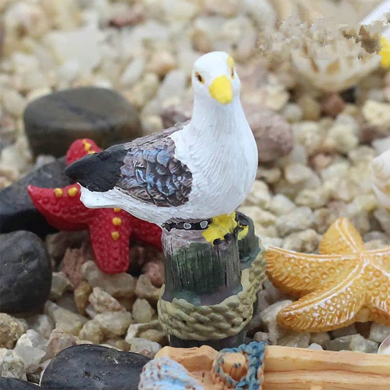 Acxico 5Pcs Sea Bird Seagull Stand Stump Miniature Fairy Garden Home Houses Decoration Craft Micro Landscaping Decor DIY Accessories