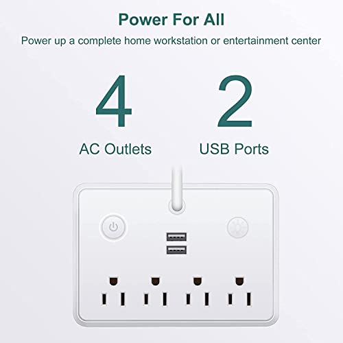 Desk Lamp Surge Protector,Desk Light with 2 USB Charging Port and 4 AC Power Outlet,3 Lighting Modes,USB Wall Charger & Mobile Phone Holder,Multi Plug Outlets for College Dorm Room, Home and Cruise