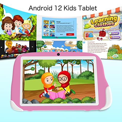 BYANDBY Kids Tablet 8 inch, Android 12 Tablet for Kids, 1280×800 HD Touch Screen, 2+32GB, 512GB Expand Tablet PC, Games, Wi-Fi, Dual Camera, Gift for Girls(Pink