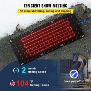 Goghthyger Snow Melting Walkway Mat, Snow & Ice Melting Mat Slip-Proof Rubber Heated Mat Connection W/Power Cord Heated Driveway Pad, 10In X 30In,3PCS