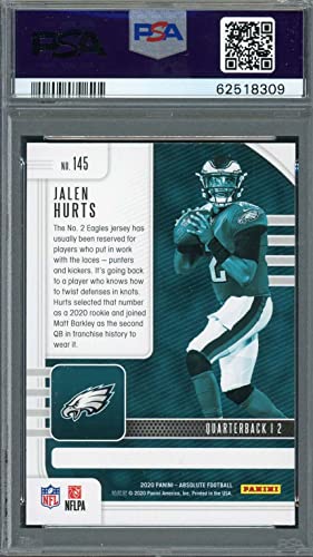 Jalen Hurts 2020 Panini Absolute Football Rookie Card #145 Graded PSA 10