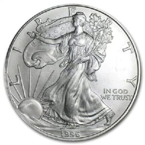 1996 uncirculated silver american eagle dollar brilliant uncirculated