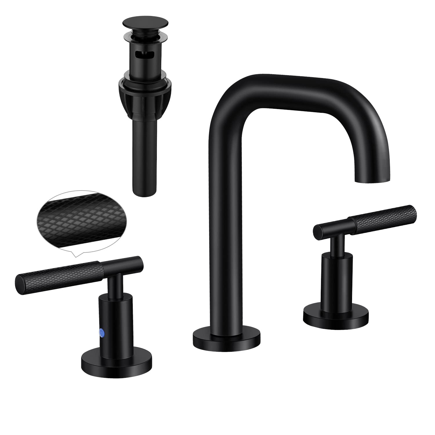 Matte Black Bathroom Faucet KPAIDA Bathroom Faucets for Sink 1 Hole, Single Hole Bathroom Faucet Single Handle Bathroom Sink Faucet with Deck Plate and Drain