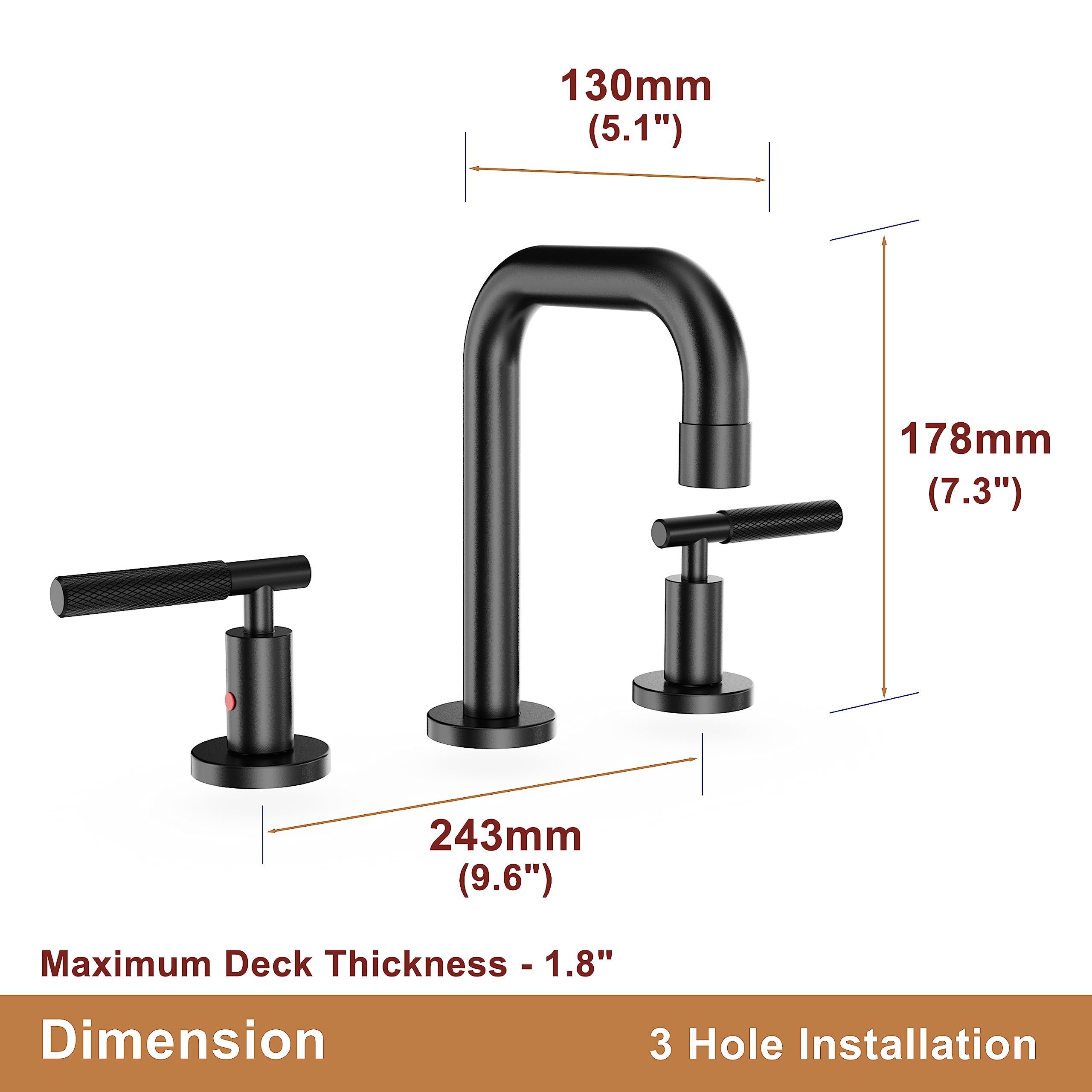 Matte Black Bathroom Faucet KPAIDA Bathroom Faucets for Sink 1 Hole, Single Hole Bathroom Faucet Single Handle Bathroom Sink Faucet with Deck Plate and Drain