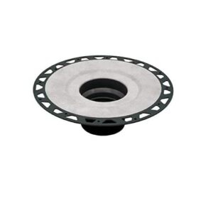 Schluter Systems Kerdi Shower Drain Cover Kit with Vertical ABS 2 Inch Flange, 4 Inch Drain Grate Curve Design with Matte Black Finish, and with Corners and Seals for ABS Plastic Pipe