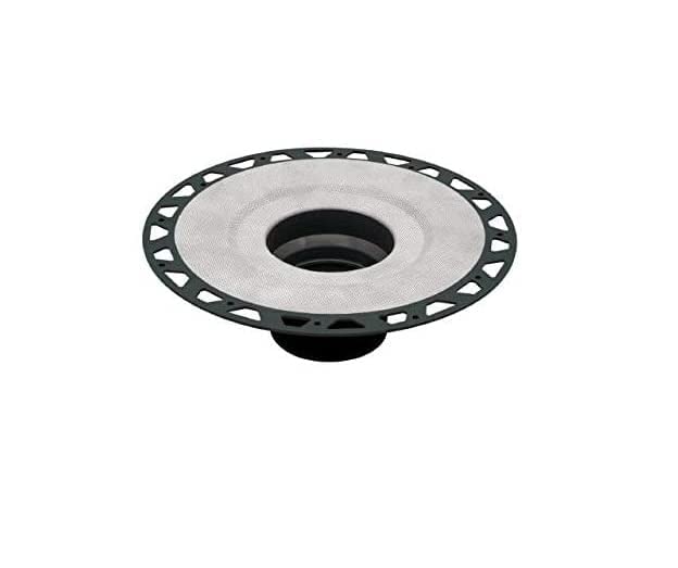 Schluter Systems Kerdi Shower Drain Cover Kit with Vertical ABS 2 Inch Flange, 4 Inch Drain Grate Curve Design with Matte Black Finish, and with Corners and Seals for ABS Plastic Pipe