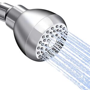 cobbe high pressure shower head, 3 inches anti-clogging silicone nozzles fixed showerhead, adjustable swivel brass ball, bathroom rain shower heads (chrome)