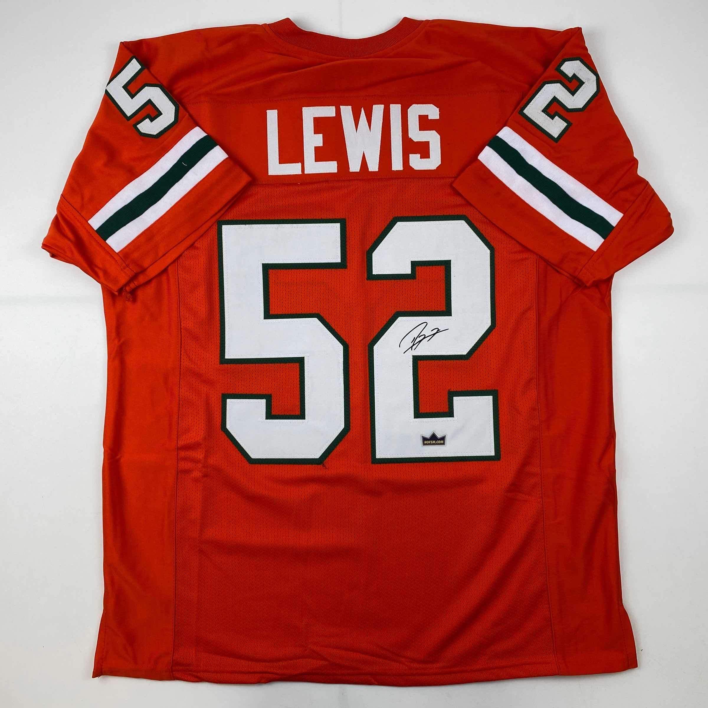 Facsimile Autographed Ray Lewis Miami Orange Reprint Laser Auto College Football Jersey Size Men's XL