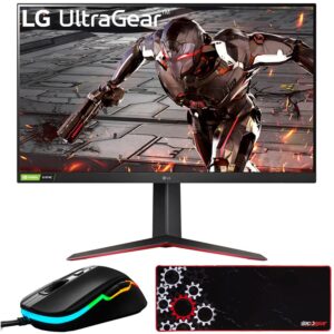 lg 32gn550-b 32" ultragear fhd 165hz hdr10 gaming monitor with g-sync bundle with deco gear wired gaming mouse and deco gear large extended pro gaming mouse pad