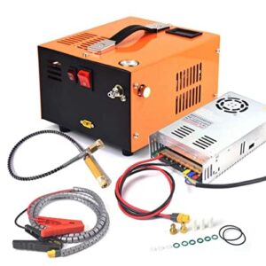 pcp air compressor,drintag portable 4500psi/30mpa high pressure compressor pump for paintball tank pcp rifle and air pump with power converter and oil-moisture filter 12v dc or 110v ac