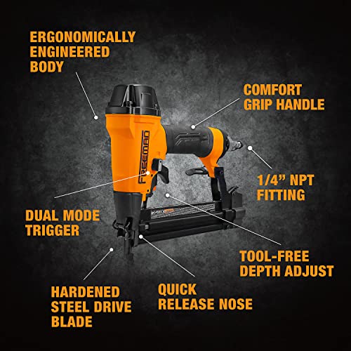 Freeman G2ST9040 2nd Generation Pneumatic 18-Gauge 1-5/8" Narrow Crown Stapler with Adjustable Metal Belt Hook and 1/4" NPT Air Connector