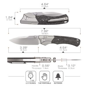 REMETTE WD107 Series Titanium Pocket Knife, EDC Button Lock Knife, Pearlescent M390 Blade, Men Women Daily Carry Lightweight Folding Knife, Sharp Fishing Camping Knives