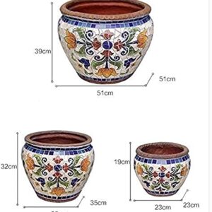 UimimiU European Classical Plant Pot Mosaic Large Flower Pot Hand-Painted Ceramic Container Vase Bonsai Planter Outdoor Garden Villa Corridor Aisle Landscape Decor Home Balcony Terrace