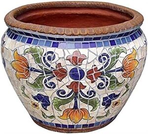 uimimiu european classical plant pot mosaic large flower pot hand-painted ceramic container vase bonsai planter outdoor garden villa corridor aisle landscape decor home balcony terrace