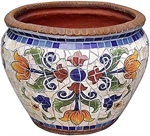 UimimiU European Classical Plant Pot Mosaic Large Flower Pot Hand-Painted Ceramic Container Vase Bonsai Planter Outdoor Garden Villa Corridor Aisle Landscape Decor Home Balcony Terrace