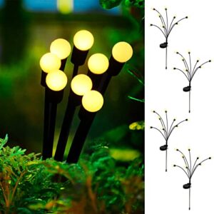 arganol solar powered firefly lights outdoor waterproof 4-pack, swaying as wind blows, 8 led bulbs, solar garden lights, warm white, outdoor decorative lights for pathway yard patio decorations