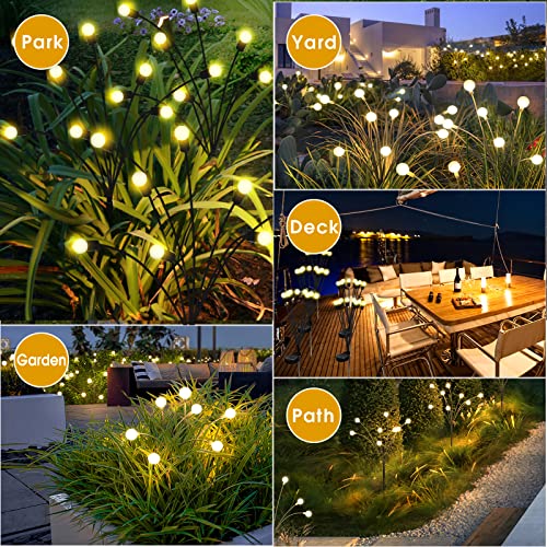 ARGANOL Solar Powered Firefly Lights Outdoor Waterproof 4-Pack, Swaying as Wind Blows, 8 LED Bulbs, Solar Garden Lights, Warm White, Outdoor Decorative Lights for Pathway Yard Patio Decorations