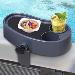 treerit hot tub table, adjustable hot tub tray with 2 cup holder, hot tub accessories, stable, heavy-duty, nonslip hot tub drink holder for aboveground bathtub, spa with wall thickness of 2'' to 7.5''