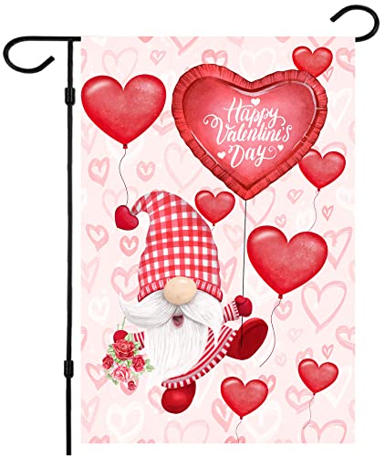 Akeydeco Valentine's Day Flag,12x18 Inch Valentine's Heart Garden Flag Double Sided Printing Valentine Flags for Your Valentine's Day Decoration