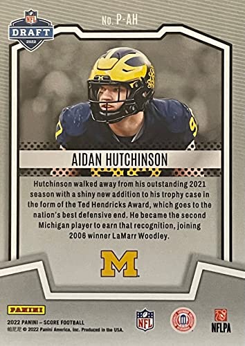 NEW 2022 Panini Score Football Authentic AIDAN HUTCHINSON Rookie Card - Detroit Lions