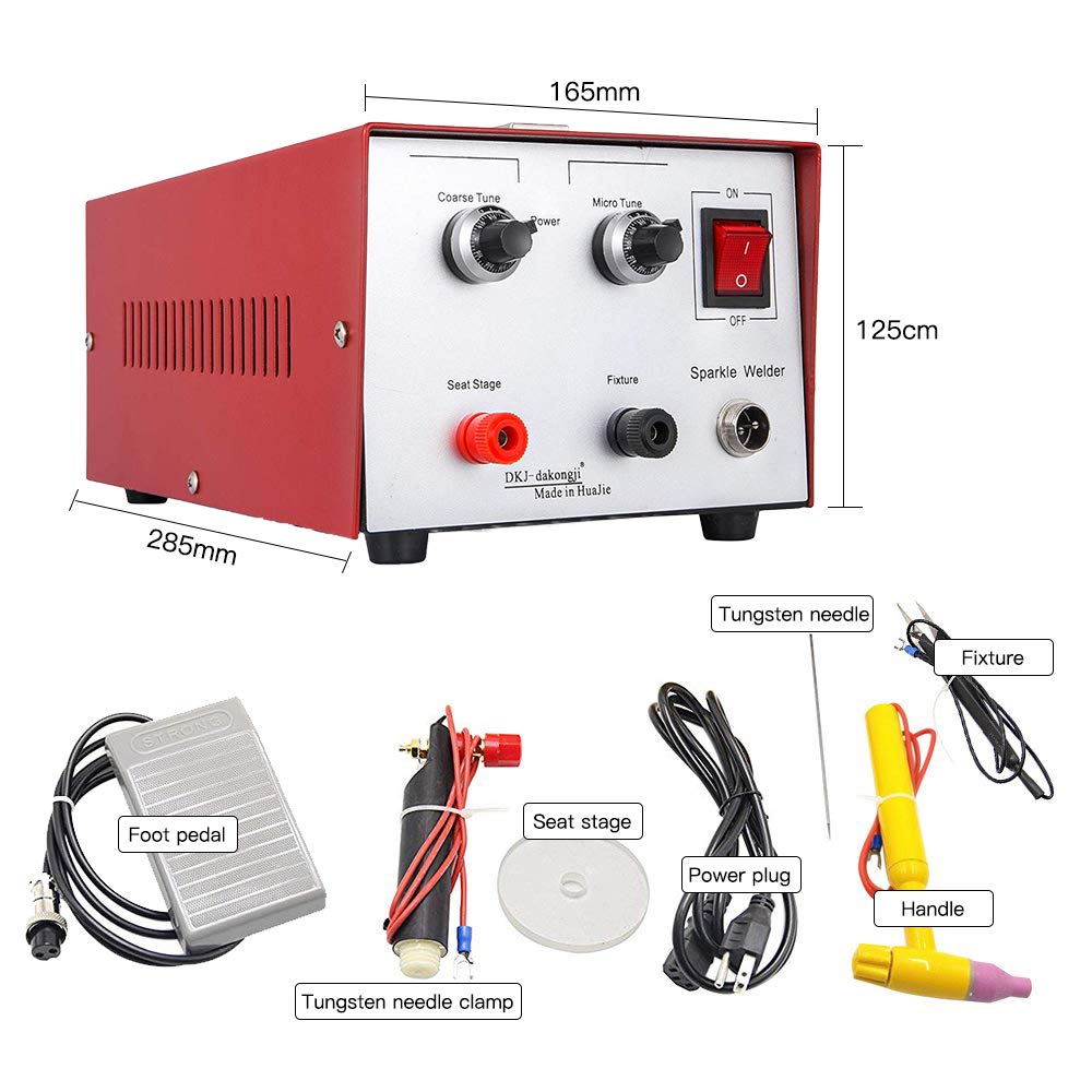 Spot Welding Machine, Portable Laser Welder Machine 110V Pulse Arc Welder for DIY Jewelry Repair Metal Aluminum Gold Silver Steel Spot Welder and Soldering, With Foot Pedal Tools, 30A Red